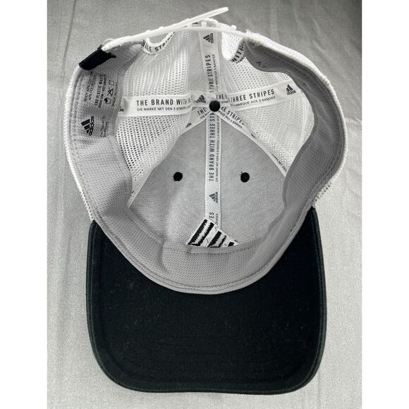 Adidas Trucker Mesh Snapback Hat Black & White Embroidered Logo Adjustable Cap - Picture 5 of 6